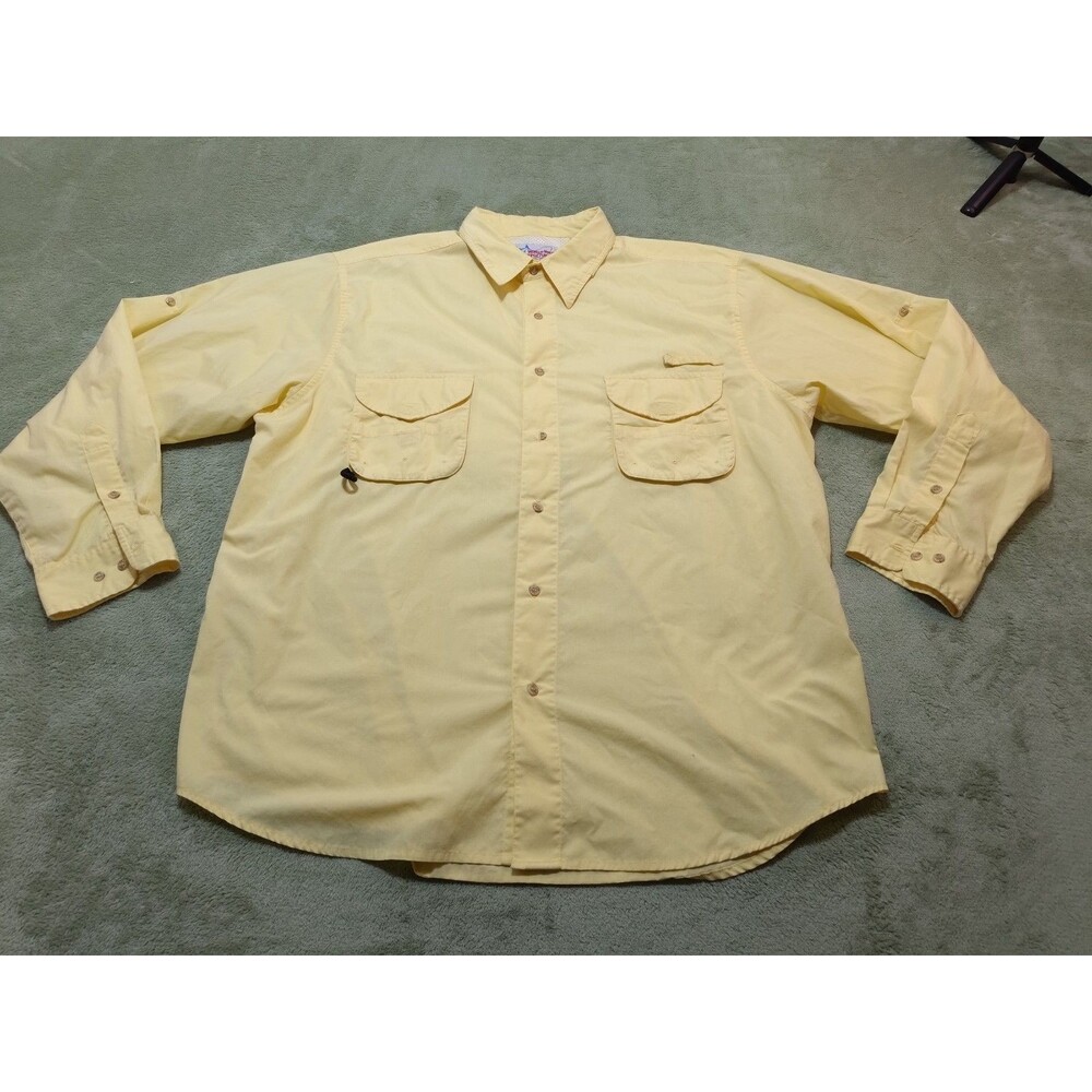 World Wide Sportsman Mens 2XL Yellow Vented Fishing Shirt Cotton Blend Hiking